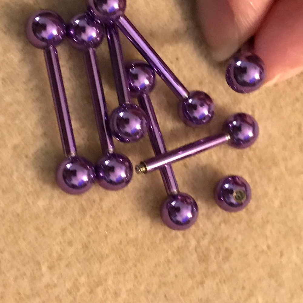 12 Gauge Purple Titanium Tongue Rings
